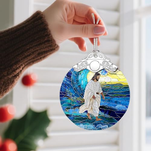 Jesus Christ Christmas Decorations - God Jesus Home Decor | Stained Glass Ornament | Christmas Ornaments for Tree | Christian Holiday Ornament – Christian Gifts, Religion Gifts, Gift Ideas, Xmas Gift - color: Style 3-jesus