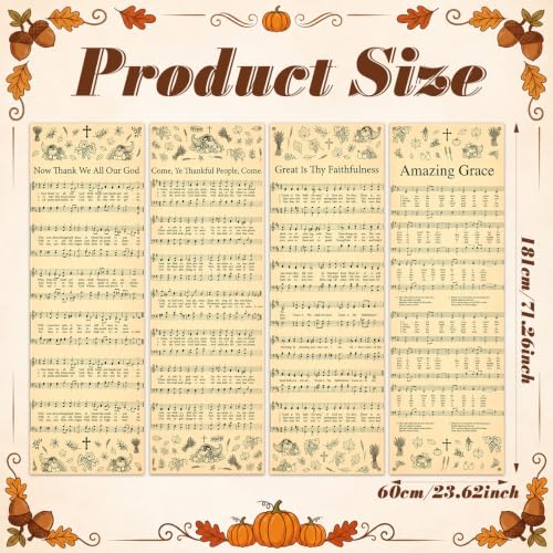 Hosuly 4 Pack Thanksgiving Hymn Banners 2x6 Feet Church Sanctuary Decor - size: 2 x 6 Feet, style: Thanksgiving