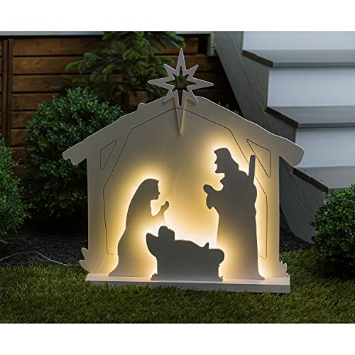 Evergreen Garden Beautiful Decorative Nativity LED Garden Statue - 5 x 28 x 28 Inches Fade and Weather Resistant Indoor/Outdoor Decoration for Homes, Yards and Gardens