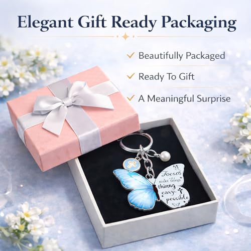 Christian Butterfly Keychain for Women Inspirational Faith Keyring with Gift Box Religious Gifts for Mom Daughter - style: Style4