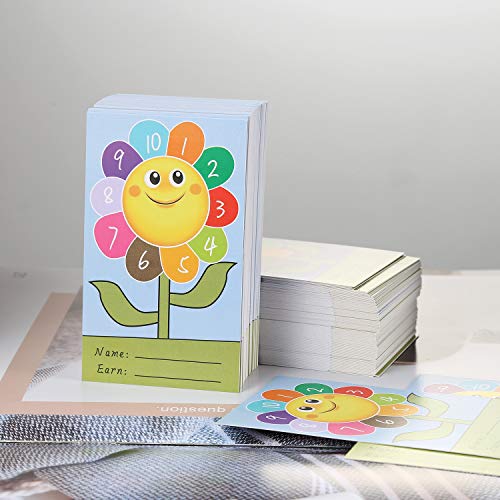 Punch Cards 200 Pack Incentive Reward Punch Cards for Classroom w/Puncher - size: 3.9 IN Sunflower
