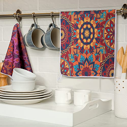 Boyiee 6 Pcs Mandala Kitchen Towels Boho Floral Kitchen Decor - color: Mandala