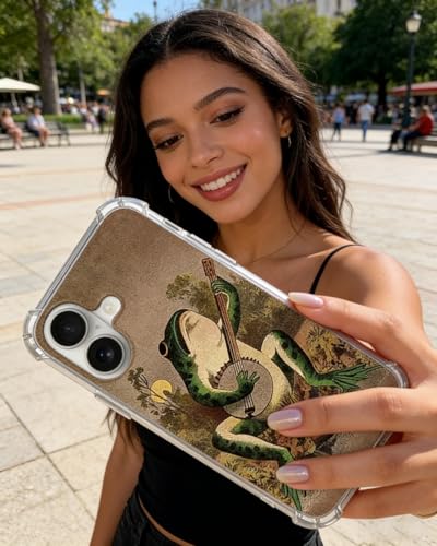 Frog Playing Guitar Phone Case Compatible with iPhone 17, Hippie Cool Music Toad Phone Cover for iPhone 17 - color: Frog