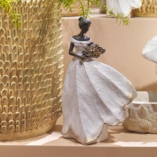Guichifun Fairy Statue White Leaf Angel Girls Resin 7.5 x 4.5 x 11.5 Inch - color: White-flower, size: Large