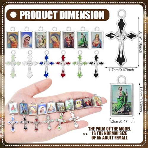 Trnayi 200 Pcs Rosary Making Kits Cross Center Medal Charm, Retro Square - style: Retro Square