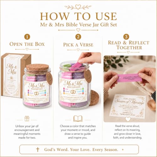 Mr and Mrs Bible Verse Jar, Christian Wedding Gifts for Couples, Gifts for Couple - color: Mr & Mrs