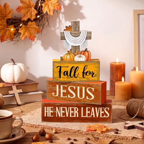 Lineshading 4 Pcs Fall Decoration For Home Fall Religious Wooden Signs - style: Thanksgiving Rustic
