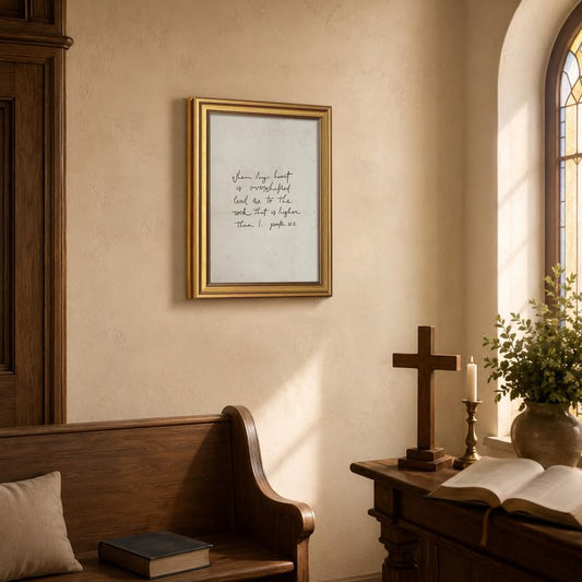 Christian Bible Verse Psalm 61:2 Wall Art Minimalist Scripture Wall Decor - color: Gold Framed-07, size: 12x16in