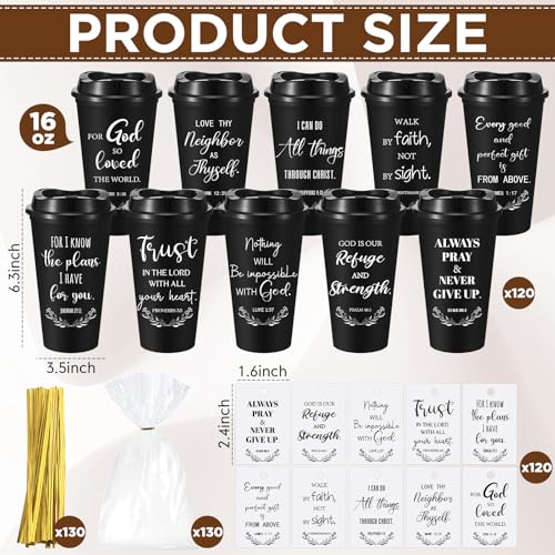 LemonRoad 120 Sets Christian Cups 16 oz Bulk Church Gifts, Black - color: Black