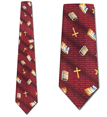 Jesus Ties Christian Neckties Faith Tie Bible Necktie Red Mens Neck Tie