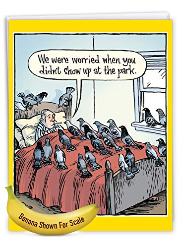 NobleWorks Jumbo Funny Get Well Card Worried Pigeons J2075GWG - style: Worried Pigeons