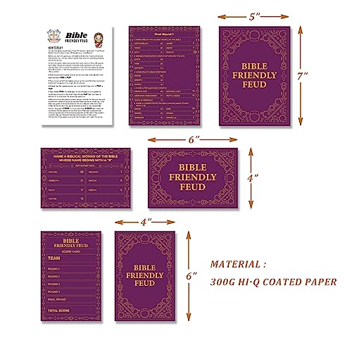 Bible Friendly Feud Game Set Supplies for Adults and Teens, Feud Quiz, Church Family Feud, Games for Church Group, Fun Holiday - BISC006
