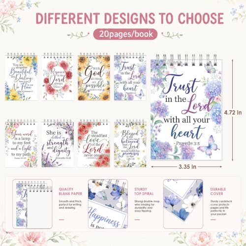 Sprial Notebooks with Pens Bulk, 48 Pack, 5.5 x 4.7 Inch, Floral - color: Watercolor Floral Scripture