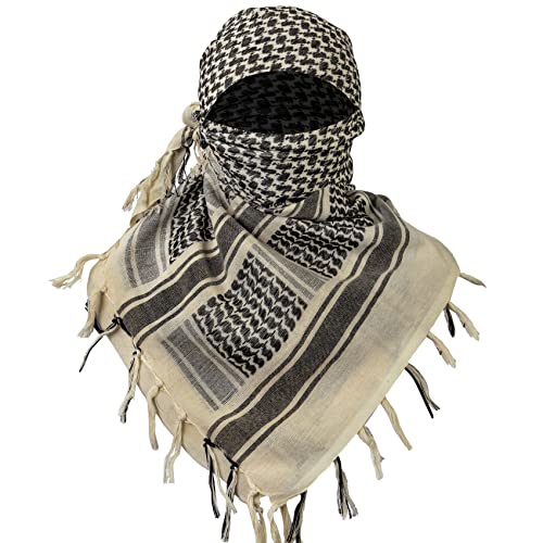 Aonal Military Shemagh Tactical Desert Scarf, Keffiyeh Scarf for Men - color: Khaki