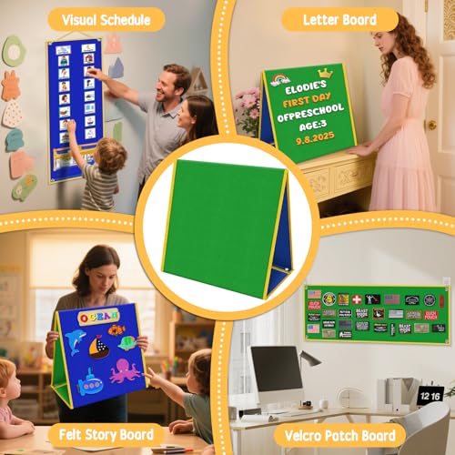 Felt Board for Toddlers, Double-Sided Flannel Board, Reversible Blue/Green - color: Multicolor