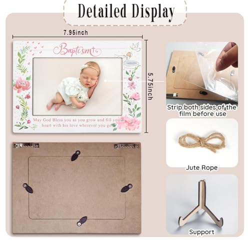 Baptism Gifts for Girl, Baptism Gifts for Boys, Baby Baptism Gift, Baptism Picture Frame, Baptism Gift for Godchild From Godparents-May God Bless You Wherever You Go, 4x6Inch Photo (Pink) - color: Pink