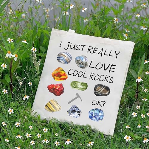 G2TUP Rockhounding Lovers Rock Collectors Tote Bag I Just Really Love Cool Rocks Geology Gifts Rock Hunter Handbag - color: Really Love Cool Rocks T Bag