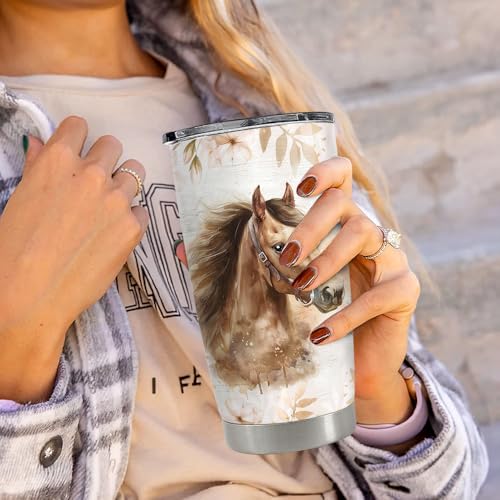 SANDJEST 20oz Stainless Steel Insulated TumblerHorse Tumbler 20oz Stainless Steel Insulated Coffee Travel Mug Cup for Women Girls Horse Gifts for Birthday Christmas Mothers Day - color: Horse