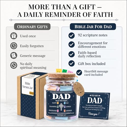 Father Day Gift for Dad, Bible Verse Jar for Dad, Christian Gifts for Men, First Father Day Gift from Son, Daughter - color: Bible Jar For Dad