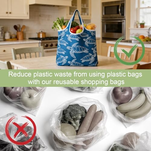 6 Pack Foldable Shopping Bag, Reusable Shopping Bag - color: Ocean