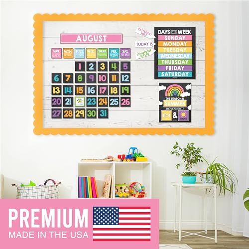 Classroom Calendar Set Bulletin Board Decorations, 98pc School Calendar Set - color: Chalk Colorful