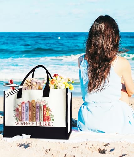 Aesthetic Canvas Tote Bag for Women Girls, Large Tote Bag for Friends Colleagues Leader Manager, 17 x 11.8 x 7 inches - color: Coral