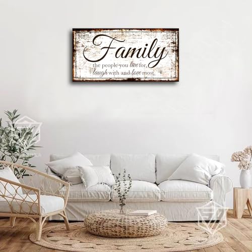 Family Quote Wall Art Living Room-Family Wall Decor-Inspirational Motto Family Love Most Canvas Wall Art-Rustic Farmhouse Canvas Prints Painting Artwork for Bedroom,Home Decor,Ready to Hang 20"x40" - color: Family Love Most, size: 40"L x 20"W