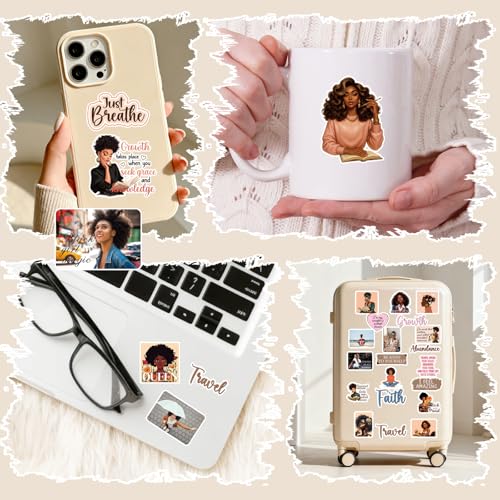 Black Girl Scrapbook Stickers - 50 Pcs Vision Board Supplies - color: Multicolor