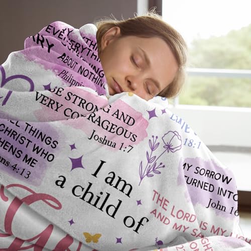Baptism Gifts for Girl, Christian Blanket, Teen Girl Gifts Trendy Stuff - color: Purple, size: 80*60IN