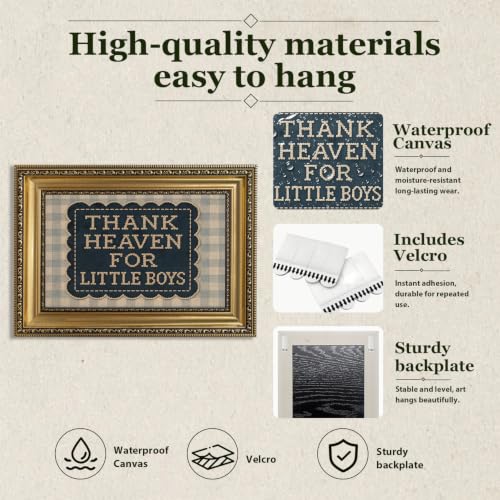 Vintage Gold Framed Thank Heaven for Little Boys Quote Wall Art 9X11 in - color: Baby Boy Quote1, size: 11"L x 9"W