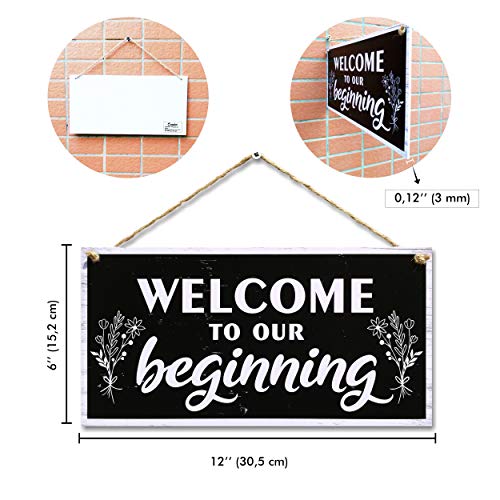 CARISPIBET Welcome to our beginning | lovely decorative sign romantic & inspiring 6" x 12" - color: Welcome to our beginning