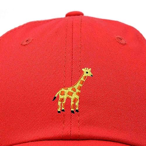 DALIX Giraffe Embroidered Dad Hat Cotton Baseball Cap Women - color: Red