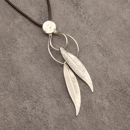 Leather Necklace for Women Long Boho Pendant Hippie Choker Necklace Bohemian Layered Leather Rope Wooden Jewelry Gifts - style: Chunky Circle Necklace