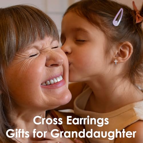 CERSLIMO Cross Earrings for Girls Kids, Christian Confirmation Communion Baptism Catholic Religious Christmas Birthday Inspirational Gifts for Women Teens Teenager Granddaughter Goddaughter - style: Granddaughter Gifts