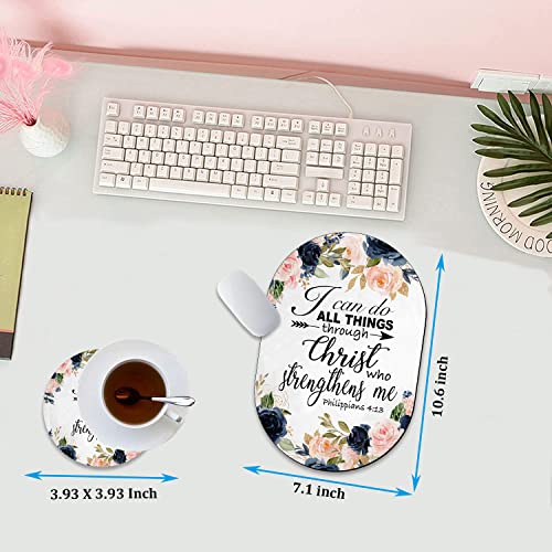 Personality Mouse Pad with Coaster Set, Bible Phil 4-13 Floral Fashion Design Mouse Pad Non-Slip Rubber Gaming Mouse pad Computer Laptop - color: Bible Phil 4-13 Floral