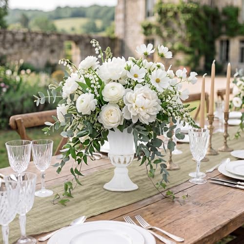 Sziqiqi White Metal Vase for Centerpiece, Table Flower Arrangements, 10Pcs - color: White, size: 9in-10pcs
