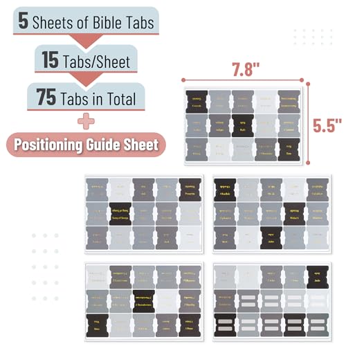 Mr. Pen- Laminated Bible Tabs, 75 pcs, Easy-to-Read & Apply - color: Shades of Gray