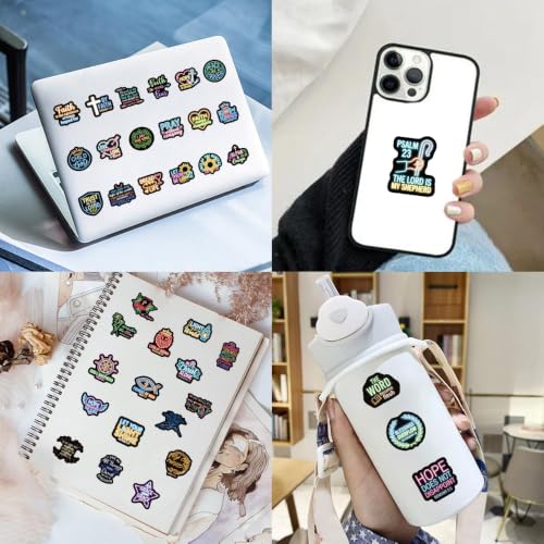 230PCS Neon Christian Bible Stickers, Inspirational Religious Jesus Faith Vinyl Bible Stickers, Waterproof Scripture Decals for Laptop Water Bottle Journal Scrapbook, Christian Gifts for Teens