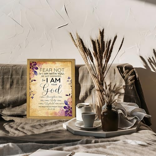 Bible Verse Wall Art, Christian Isaiah 41 10 Scripture Wall Decor Paintings, Inspirational Religious Canvas Poster Print Pictures for Bedroom Living Room 8x10 Inch Wood Framed - color: Jesus A, size: 10"L x 8"W