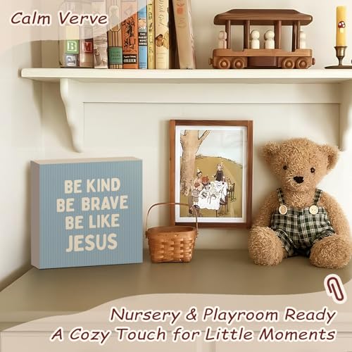 Christian Nursery Decor Wooden Box Sign, - color: Be Kind Brave Be Like Jesus-5x5