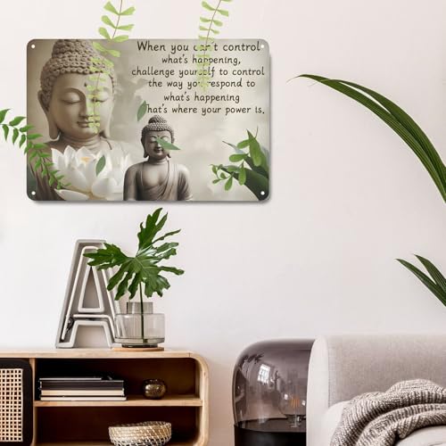 Buddhist Prayer Metal Sign Wall Decor Buddhist Prayer Sign Retro Religious Metal Sign-Religious Tin Plaque for Church Home Bedroom Decor Gifts 8x12 Inch - color: Buddhist Prayer, size: 8x12 Inch