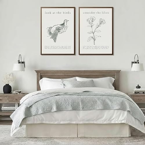 ZKFANKE set of 2 Scripture Prints Farmhouse Christian Print 16x24 Inch Unframed Scripture Wall Art for Living Room Bedroom and Office with Vintage Nature Style and Farmhouse Christian Details - color: ViewArt-10 UnFramed, size: 24"L x 16"W