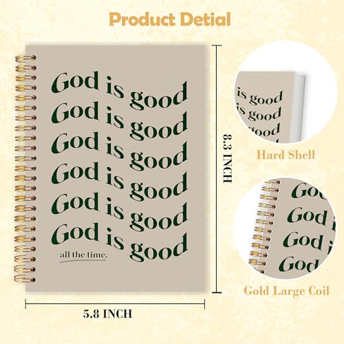 Christian Neutral God Is Good Spiral Notebook 5.5x8.3 in, Christian Faith Religious Bible Verse Hardcover Notebook Journal Gifts for Women Men - color: God Is Good