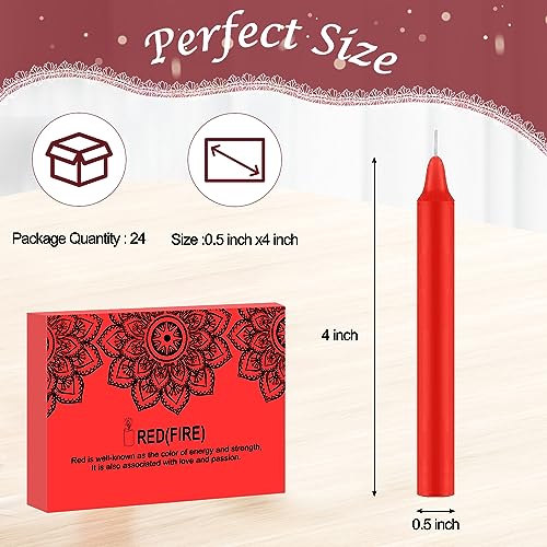 Tobeape 24 Pack Red Spell Chime Candles, 4" Unscented Mini Taper Candles - color: Red, size: 4 inch Taper Candle-24pcs