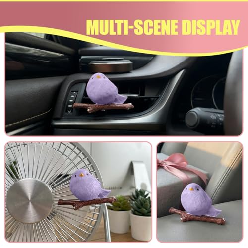 Craedli 2PCS Cute Plaster Bird Car Vent Clips Dashboard Charm (Purple) - color: Purple