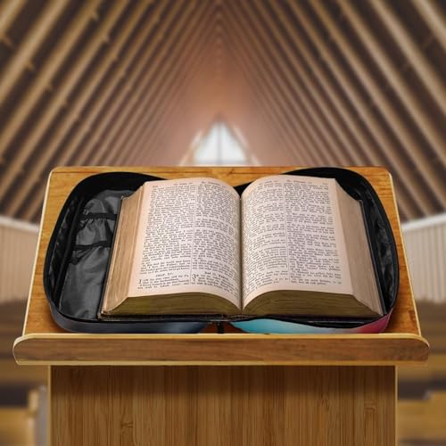 Bible Cover Church Carrying Book Case Polyester Bible Protective with Pen Slots and Zippered Pocket Customizable - color: White Black Horse
