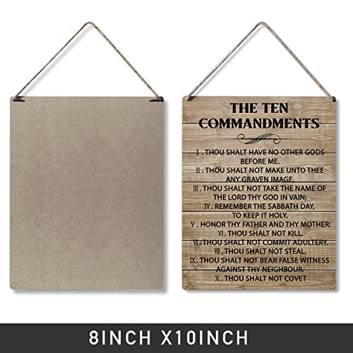 Qious Inspirational Signs Gift Farmhouse the Ten Commandments Thou Shalt Have No Other Gods Before Me Wooden Hanging Sign Rustic Wall Art Home Office Living Room Decoration 10 x 8 Inches… - color: thethn