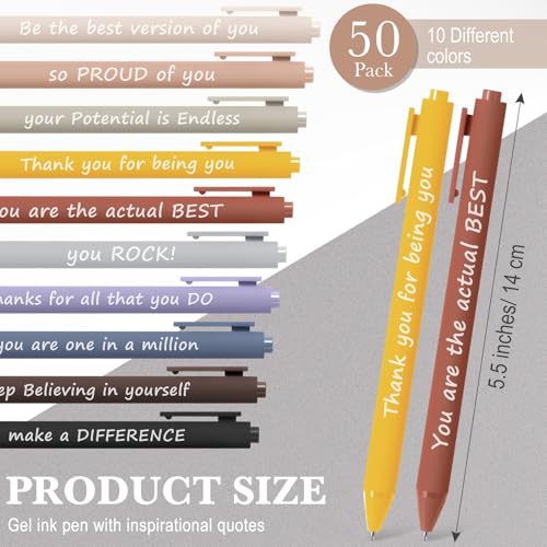 Crtiin 50 Pcs Inspirational Pens Bulk Neutral Tones, Thank Yourself - color: Neutral Tones, size: 1 Count (Pack of 50)