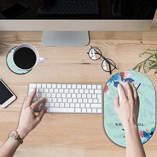 Psalm 46-5 Watercolor Flowers Mouse Pad and Coaster Combination, Washable Fabric Mouse Pad for Office Laptop, Non-Slip Rubber Base Mouse Pads for Wireless Mouse, Computer Mouse Pads for Desk - color: Psalm 46-5 Watercolor Flowers