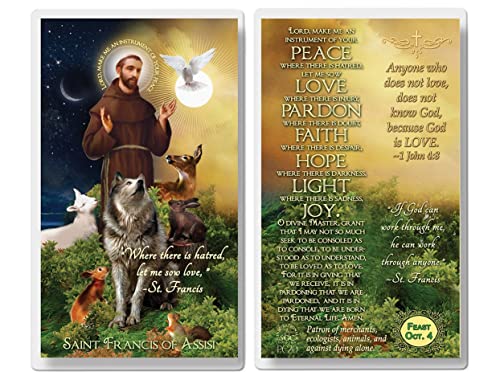 St. Francis of Assisi Laminated Prayer Cards pack of 20
